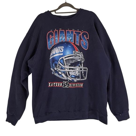 VTG 90s New York Giants MENS SIZE XL Crewneck Sweatshirt Navy Blue NFL Football - Picture 9 of 9